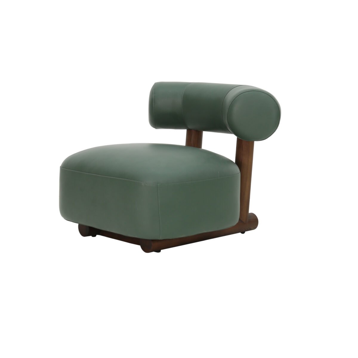 Leisure chair side view, plush cushioned seating