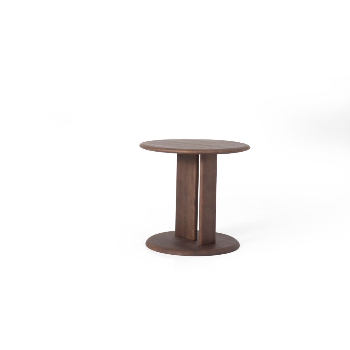 Small coffee table in wood surface finish, side view