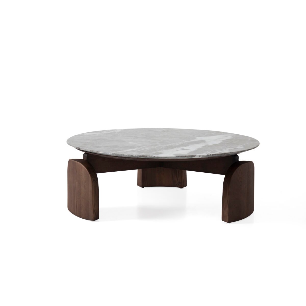 Coffee table in misty rain grey finish, side view