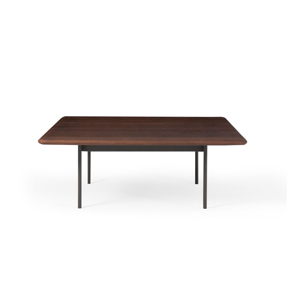 Coffee table in wood surface finish, side view