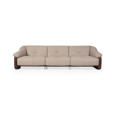 top grain leather sofa ash wood frame 3-seater 2230mm steel grey cowhide living room