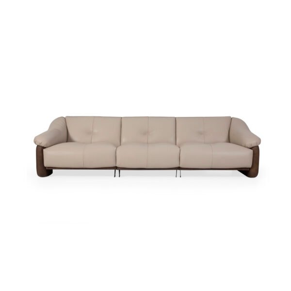 top grain leather sofa ash wood frame 3-seater 2230mm steel grey cowhide living room
