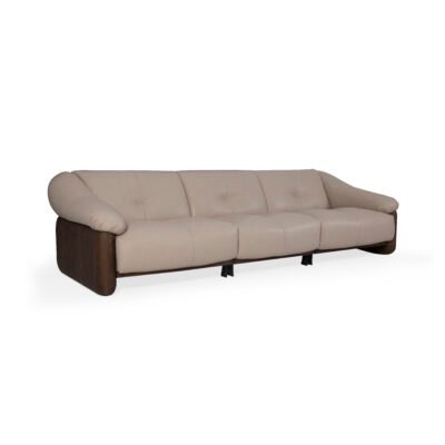 top grain leather sofa ash wood frame seat cushion high-density foam 1130mm depth detail