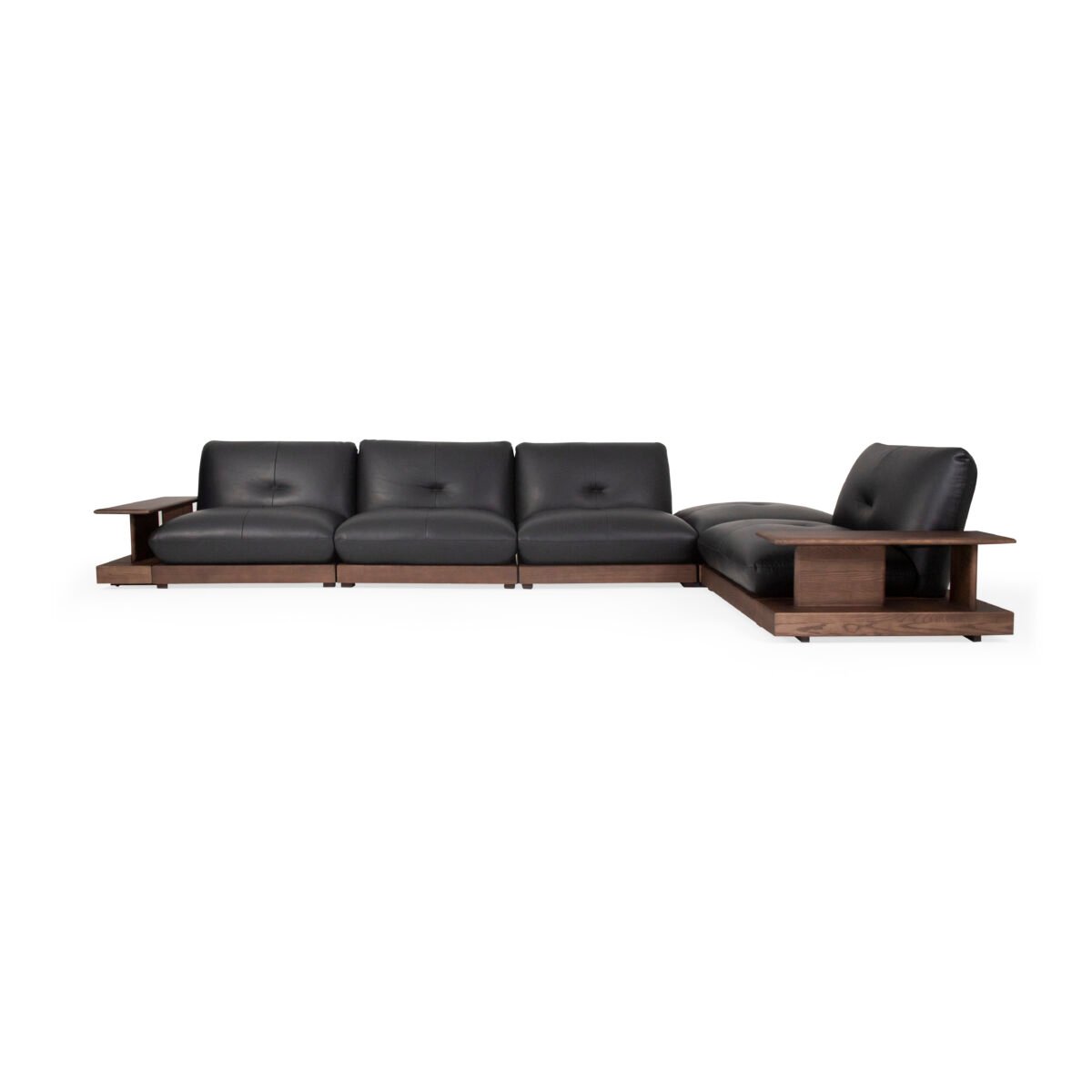 Armless modular sofa with coffee table full set 342 colourway ash wood frame contract lounge system