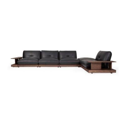 Armless modular sofa with coffee table full set 342 colourway ash wood frame contract lounge system