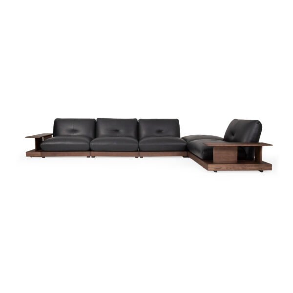 Armless modular sofa with coffee table full set 342 colourway ash wood frame contract lounge system