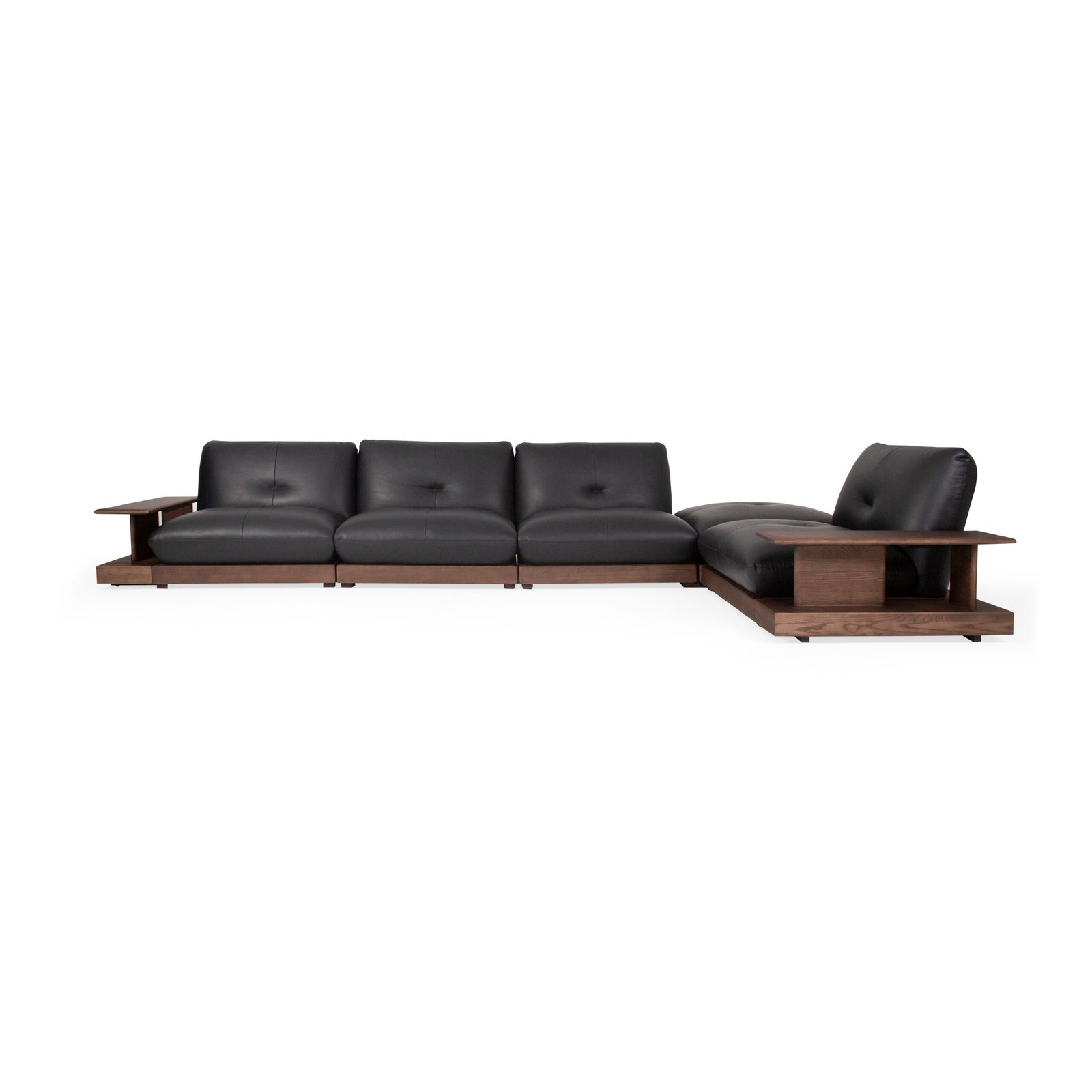 Armless modular sofa with coffee table full set 342 colourway ash wood frame contract lounge system