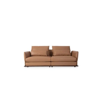 leather sectional sofa steel grey cowhide profile ash wood platform base contract