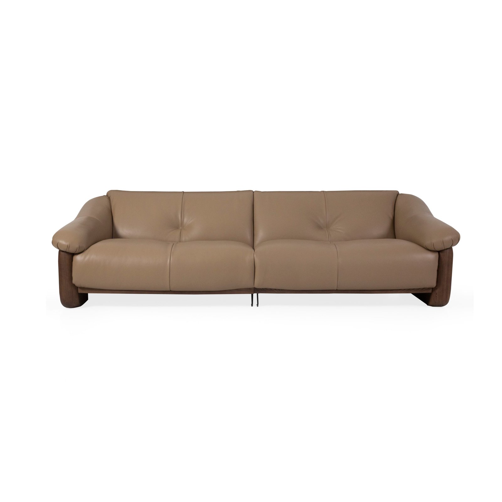 wide seat cowhide sofa ash wood 4-seater 2800mm steel grey living room contract