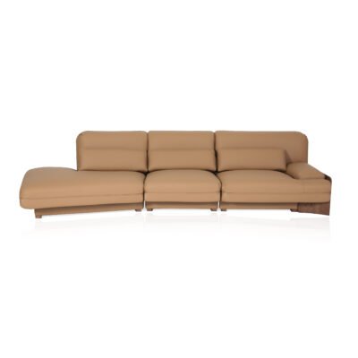 leather sofa set 4-seater mocha cowhide 3050mm ash wood nailed frame full span view
