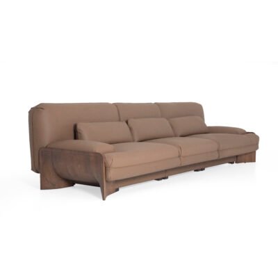 leather sofa set 4-seater graphite cowhide 3050mm ash wood scene interior full span