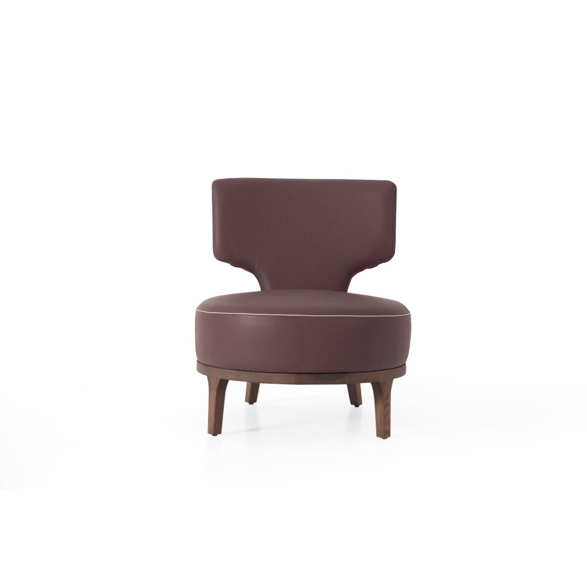 leather accent chair charcoal grey ash wood frame front view