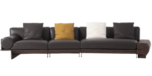 goose down cowhide sofa exposed ash wood frame 3-seater 1850mm white background specification