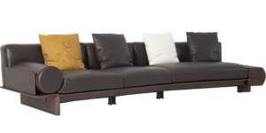 goose down cowhide sofa exposed ash wood frame full corner set 3700mm white background