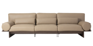 Cowhide Sofa on Ash Wood Platform Base | Roll Armrests and Chaise 2 PNG H 686C 1
