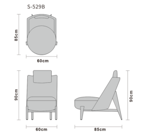 High-Back Cowhide Lounge Chair with Headrest and Ash Wood Base 1 High-back cowhide lounge chair with headrest high resolution PNG sandy beige leather ash wood A-frame base 60x85x90cm
