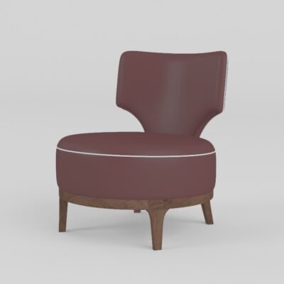 leather accent chair angled view ash wood legs