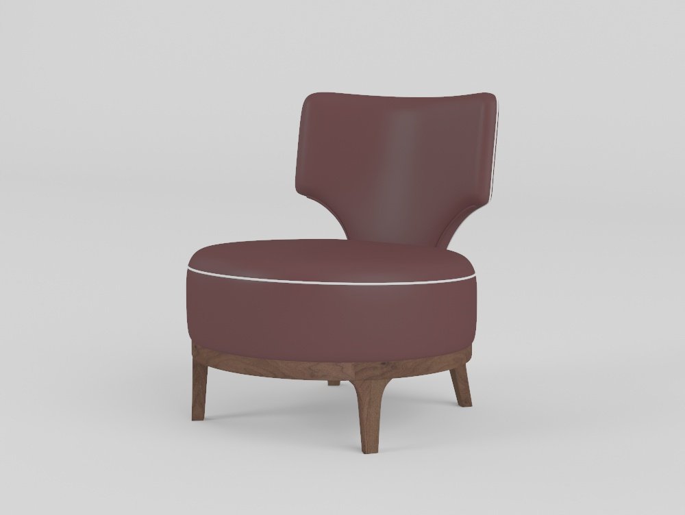 leather accent chair angled view ash wood legs