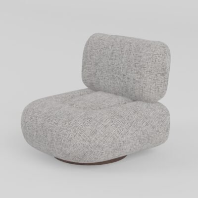 Leisure chair upholstered in premium fabric, front view