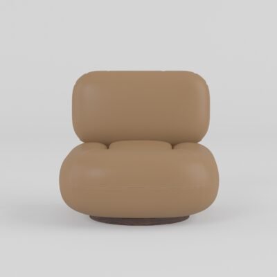 Leisure chair upholstered in genuine leather, front view