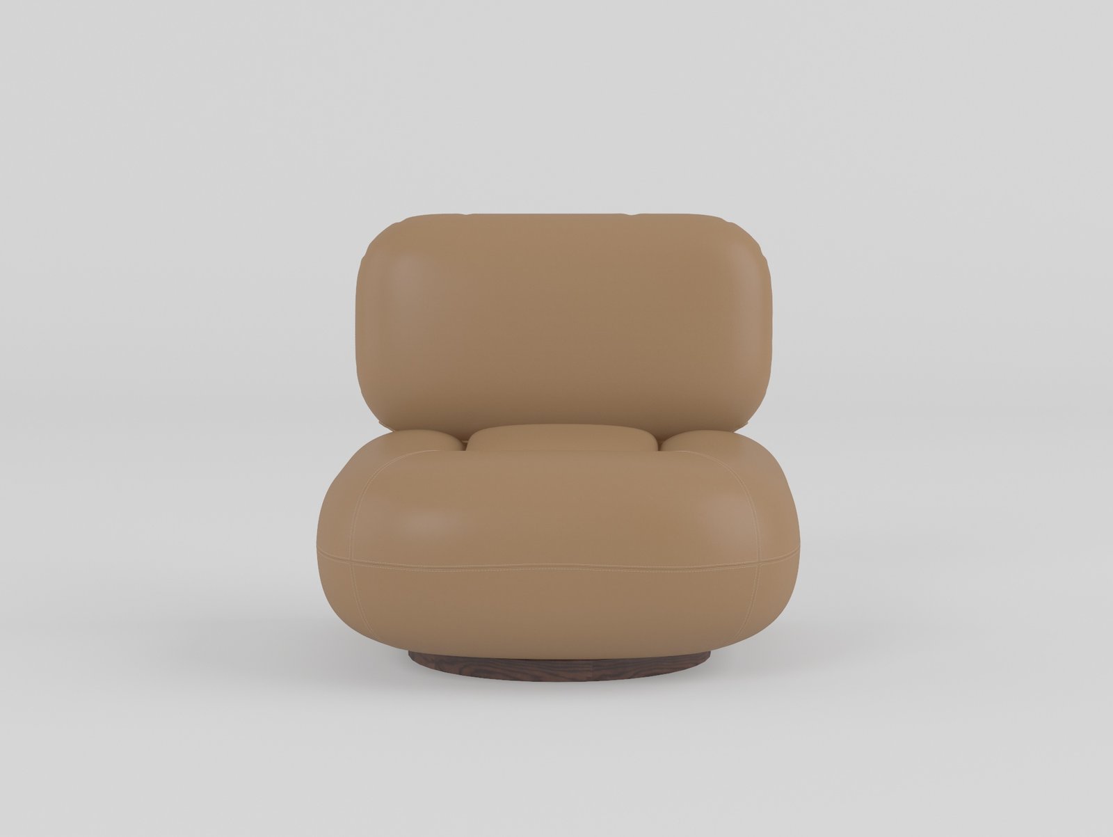 Leisure chair upholstered in genuine leather, front view