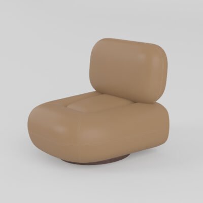 Leisure chair upholstered in genuine leather, alternate angle
