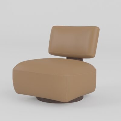 Leisure chair upholstered in top grain cowhide leather, front view