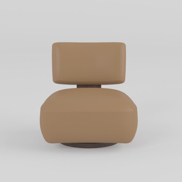 Leisure chair upholstered in top grain cowhide leather, alternate angle