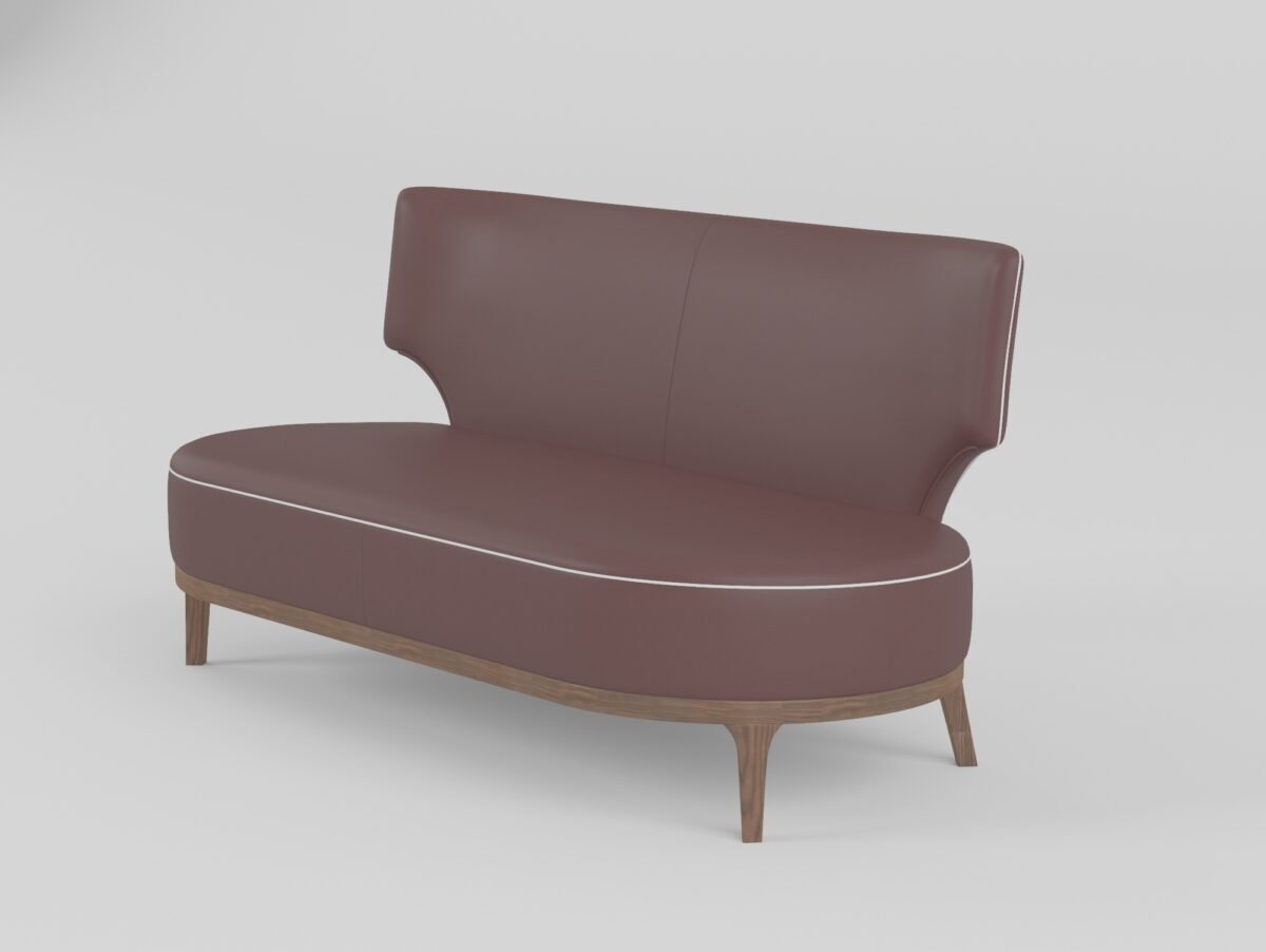 Leisure recliner upholstered in cowhide leather, front view