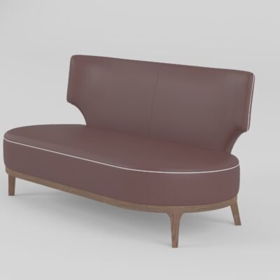 Leisure recliner upholstered in cowhide leather, front view