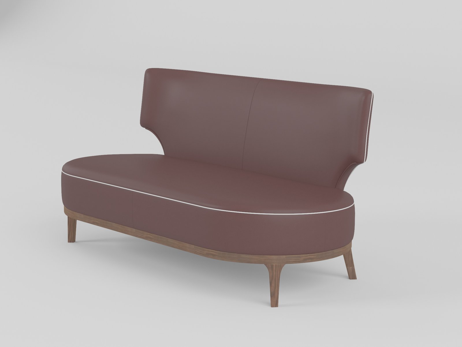 Leisure recliner upholstered in cowhide leather, front view