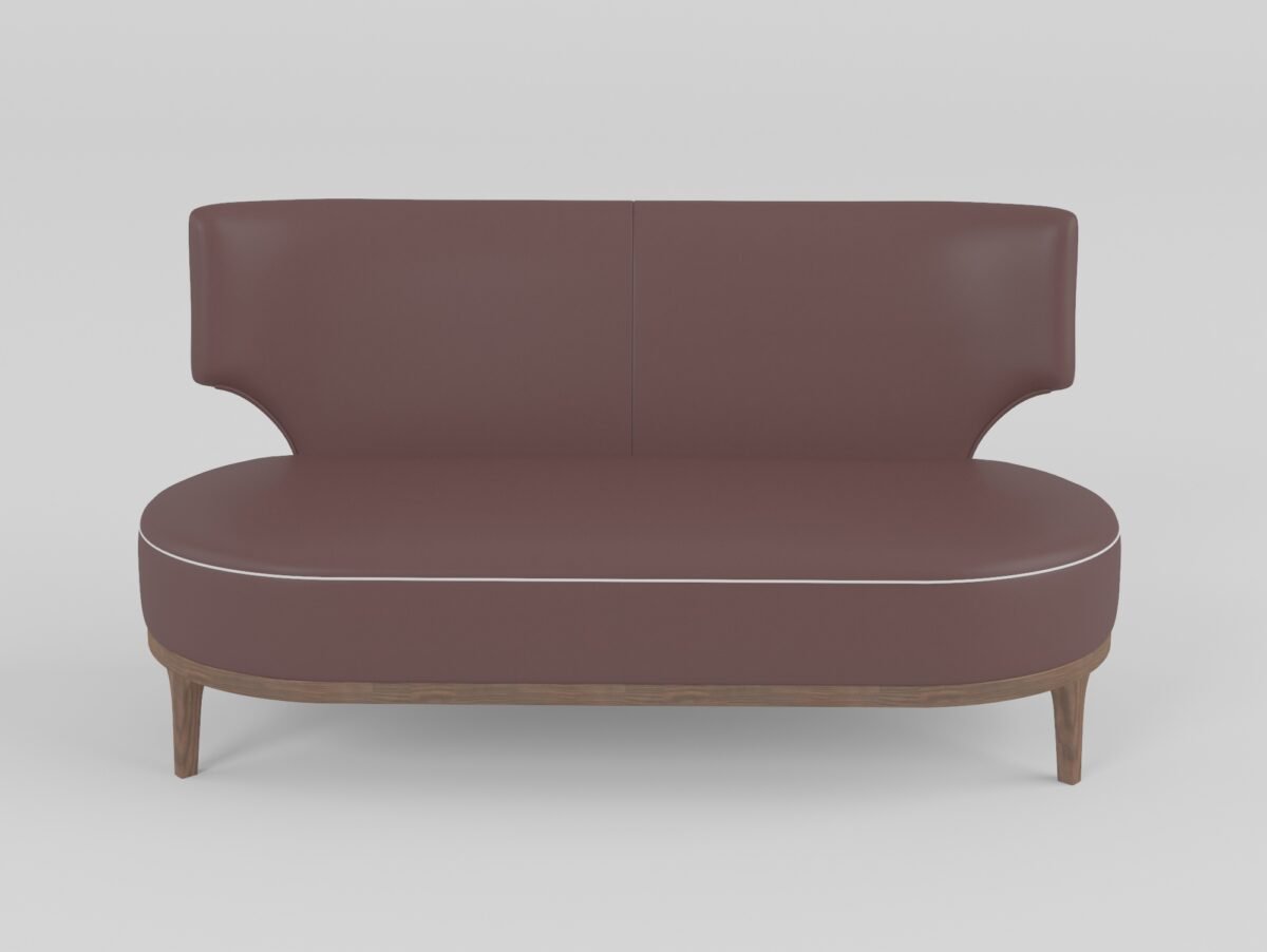 Leisure recliner upholstered in cowhide leather, side view