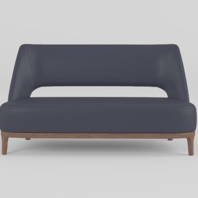 Leisure chair upholstered in cowhide leather, front view