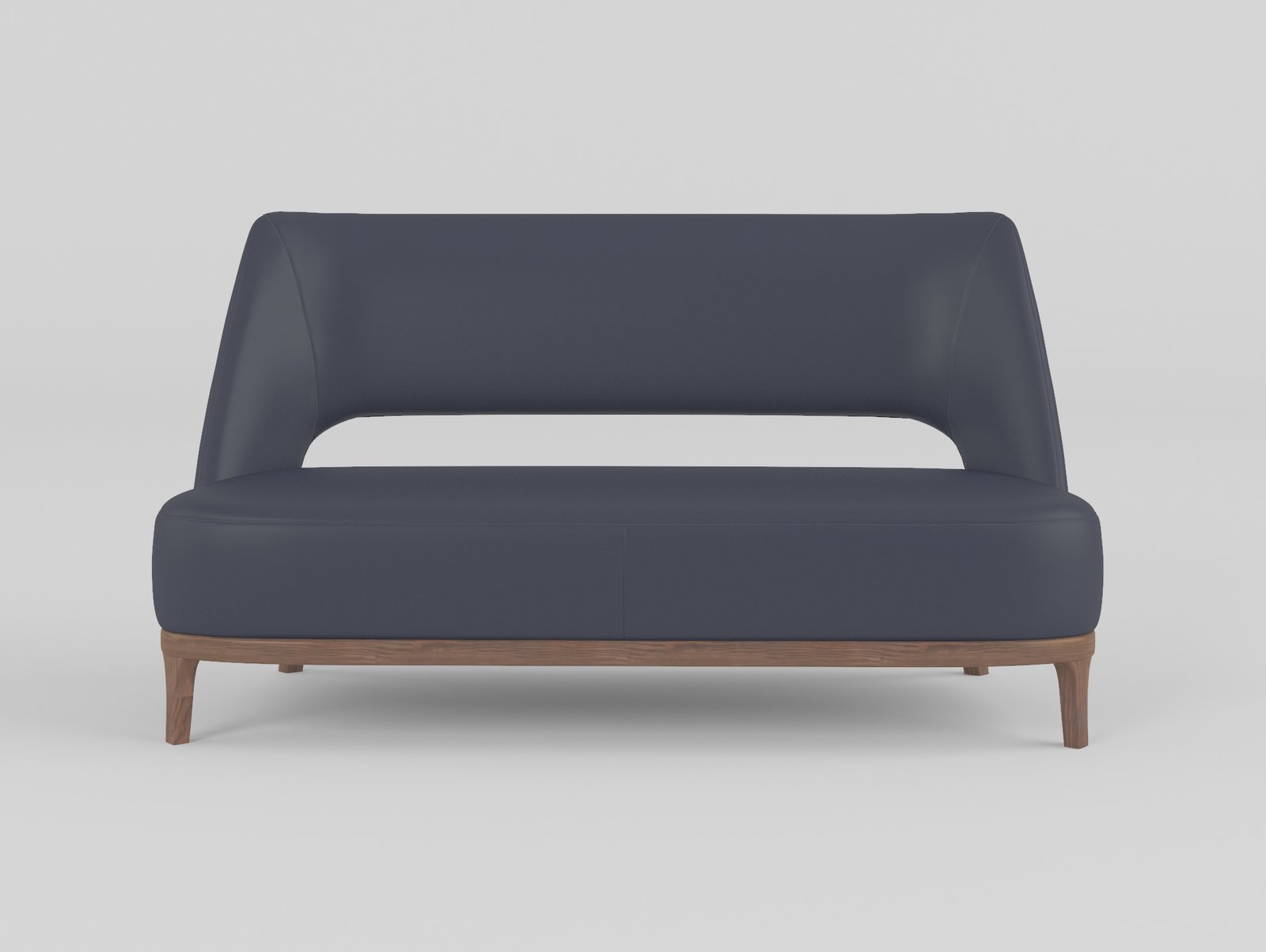 Leisure chair upholstered in cowhide leather, front view