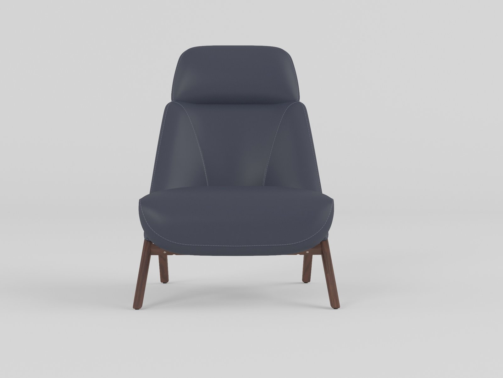 Leisure chair upholstered in cowhide leather, front view