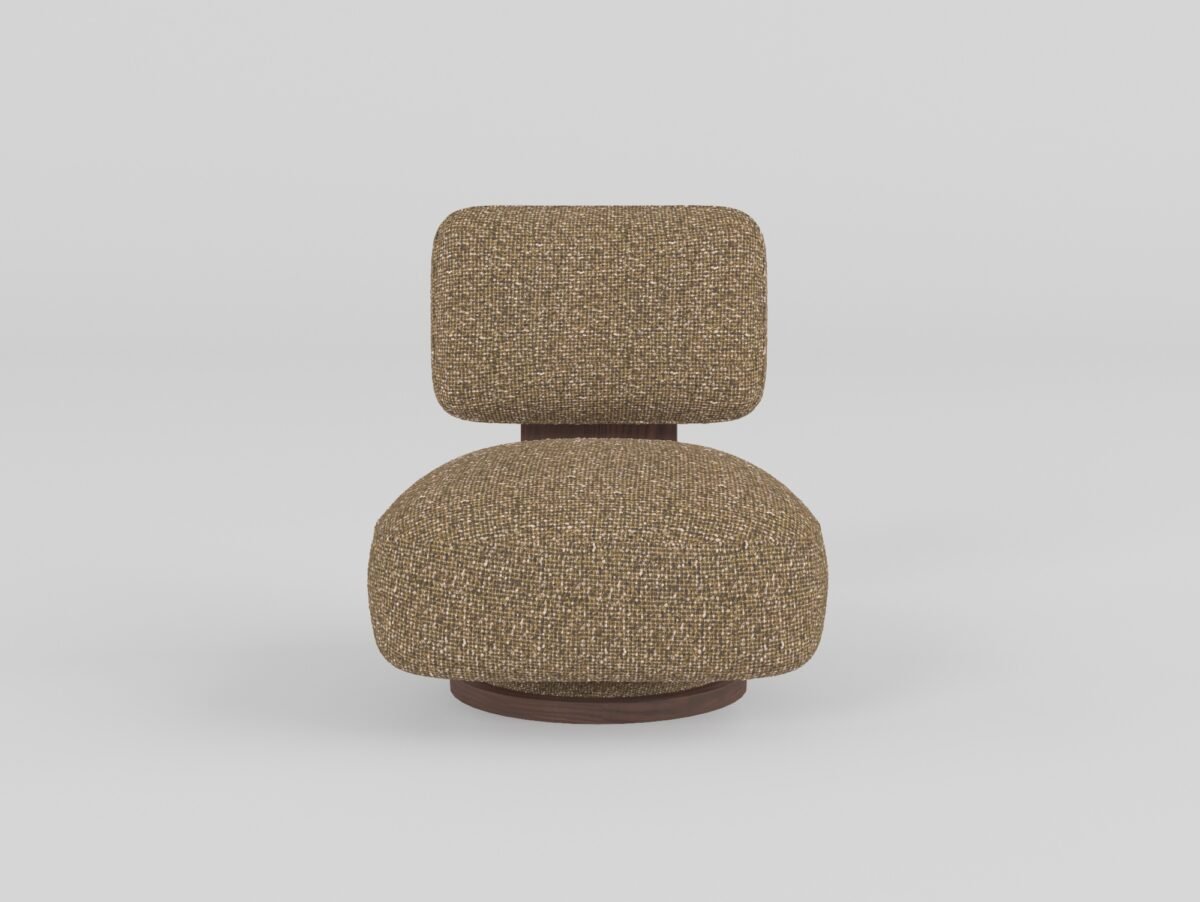 Leisure chair upholstered in cotton linen fabric, front view