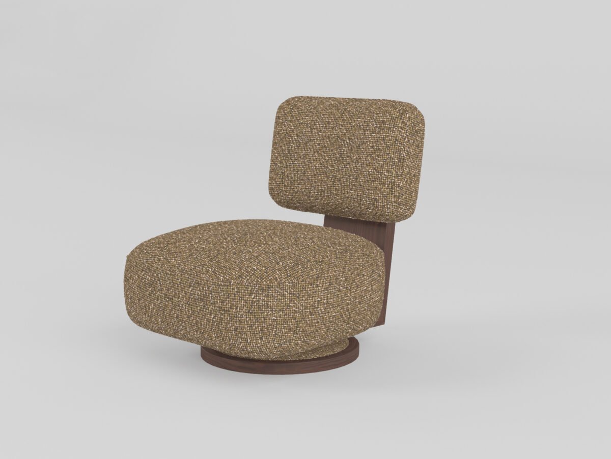 Leisure chair upholstered in cotton linen fabric, alternate angle