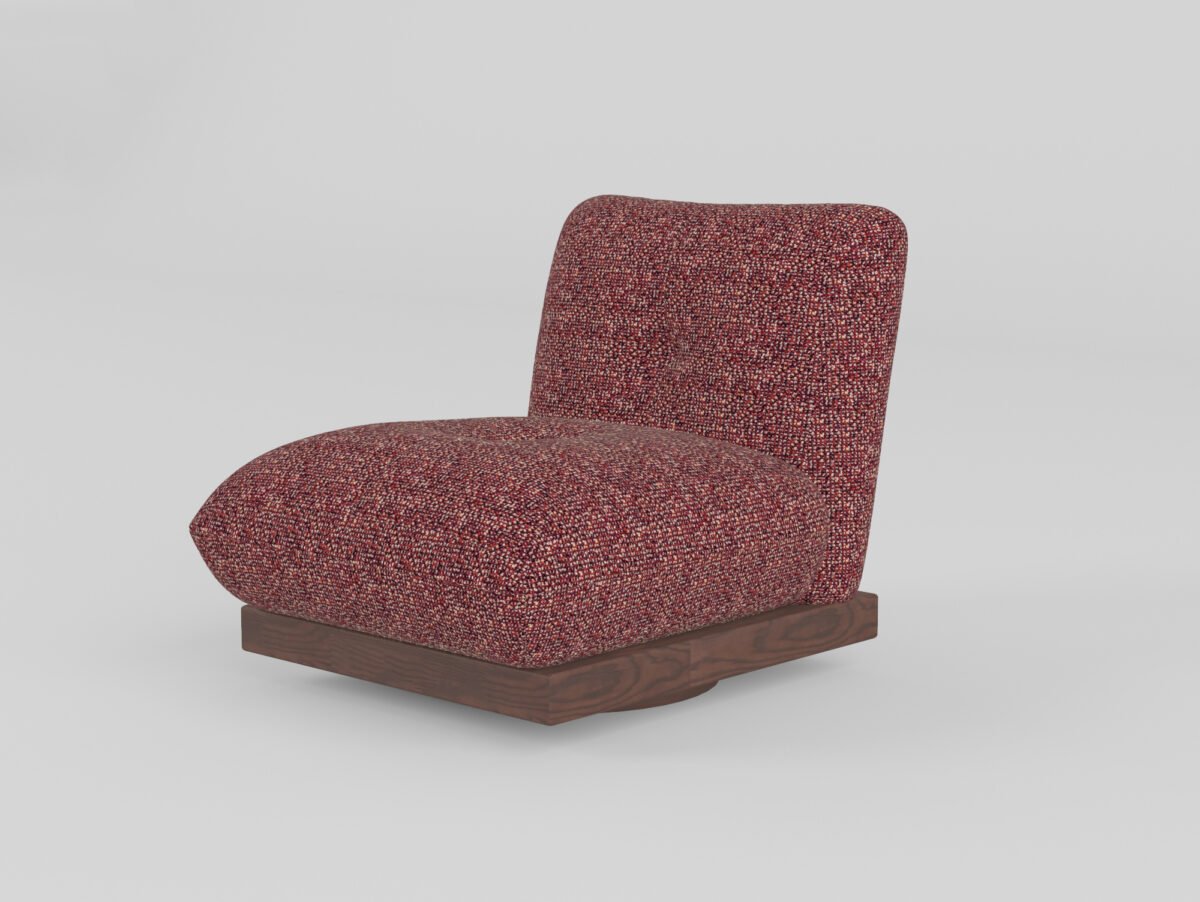 Leisure chair upholstered in cowhide leather, front view
