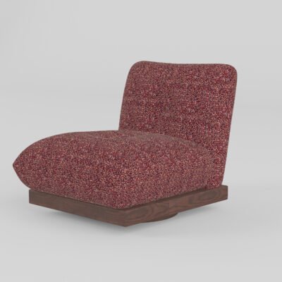 Leisure chair upholstered in cowhide leather, front view
