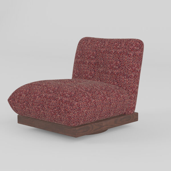Leisure chair upholstered in cowhide leather, front view