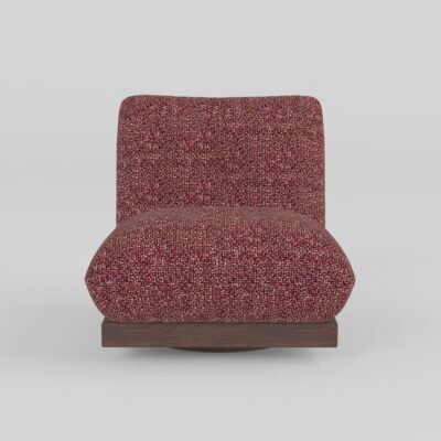 Leisure chair upholstered in cowhide leather, side view