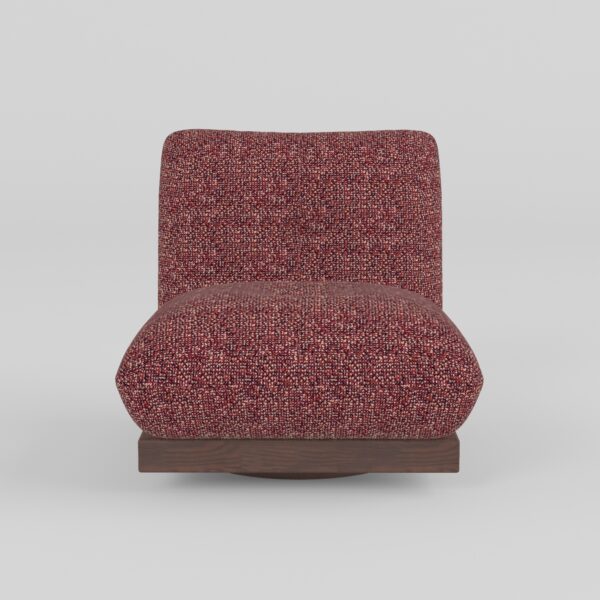 Leisure chair upholstered in cowhide leather, side view