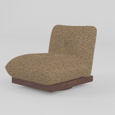 Leisure chair upholstered in cotton linen fabric, side view