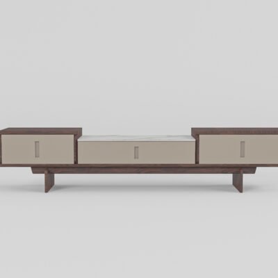 TV cabinet in Moon Lake White finish, side view