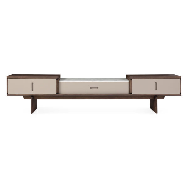 Moon Lake TV Cabinet Front View TV cabinet in Moon Lake White finish, front view