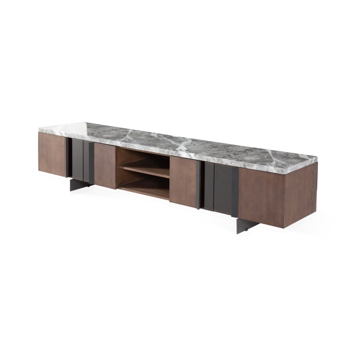 TV cabinet in Misty Rain Grey finish, detail view