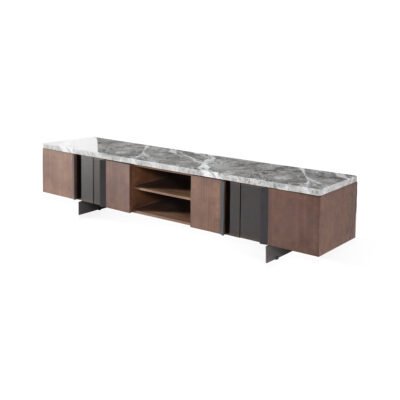 TV cabinet in Misty Rain Grey finish, detail view
