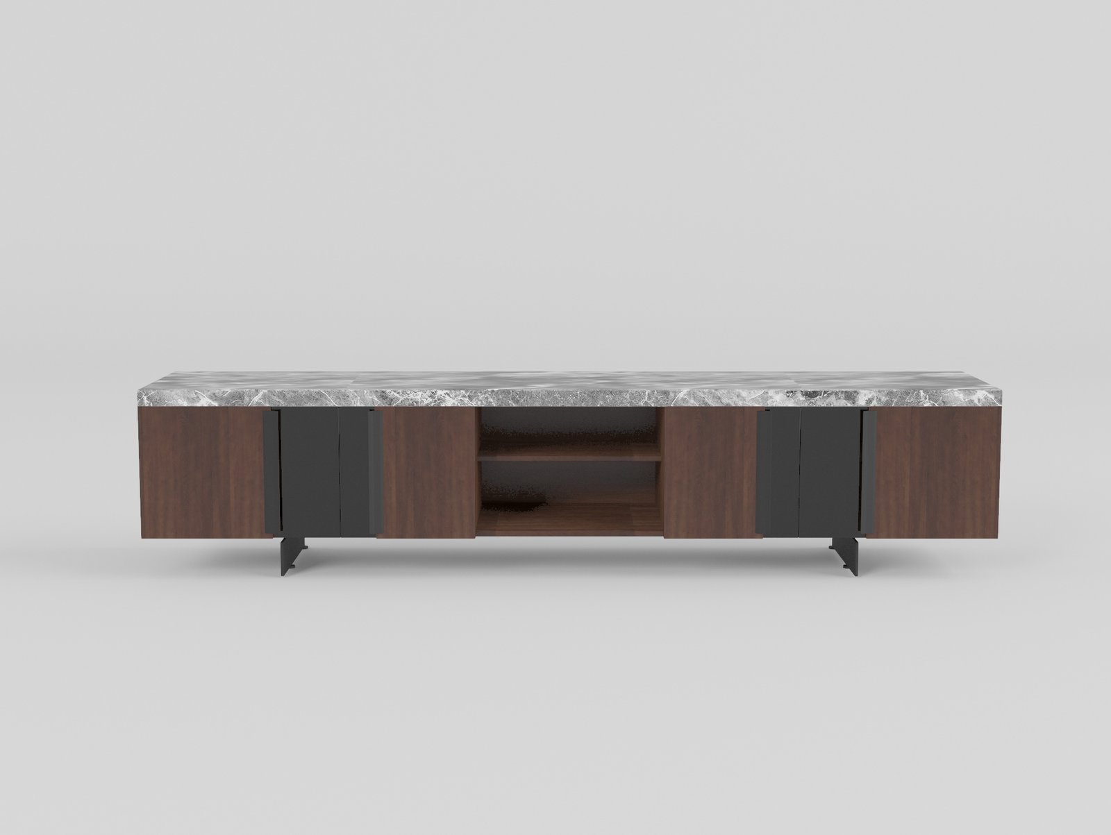 TV cabinet in Misty Rain Grey finish, front view