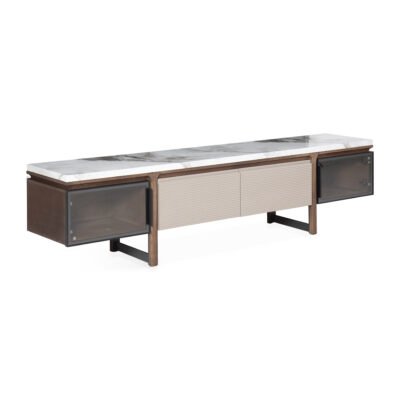 TV cabinet in agarwood ink finish, side view