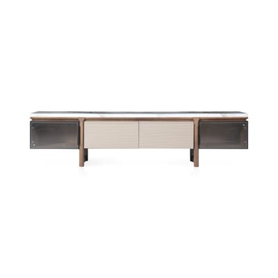 TV cabinet in agarwood ink finish, front view
